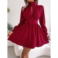 thumbnail image 2 of Solid Mock Neck Cutout Front Dress for Women Above Knee Length, 2 of 5