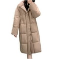 thumbnail image 2 of UPPADA Women's Long Winter Puffer Jacket Stand Collar Zip Baggy Down Coats Quilted Jackets with Side Pockets Long Hooded Outerwear Women's Long Coat Puffer Khaki,XXXL, 2 of 4