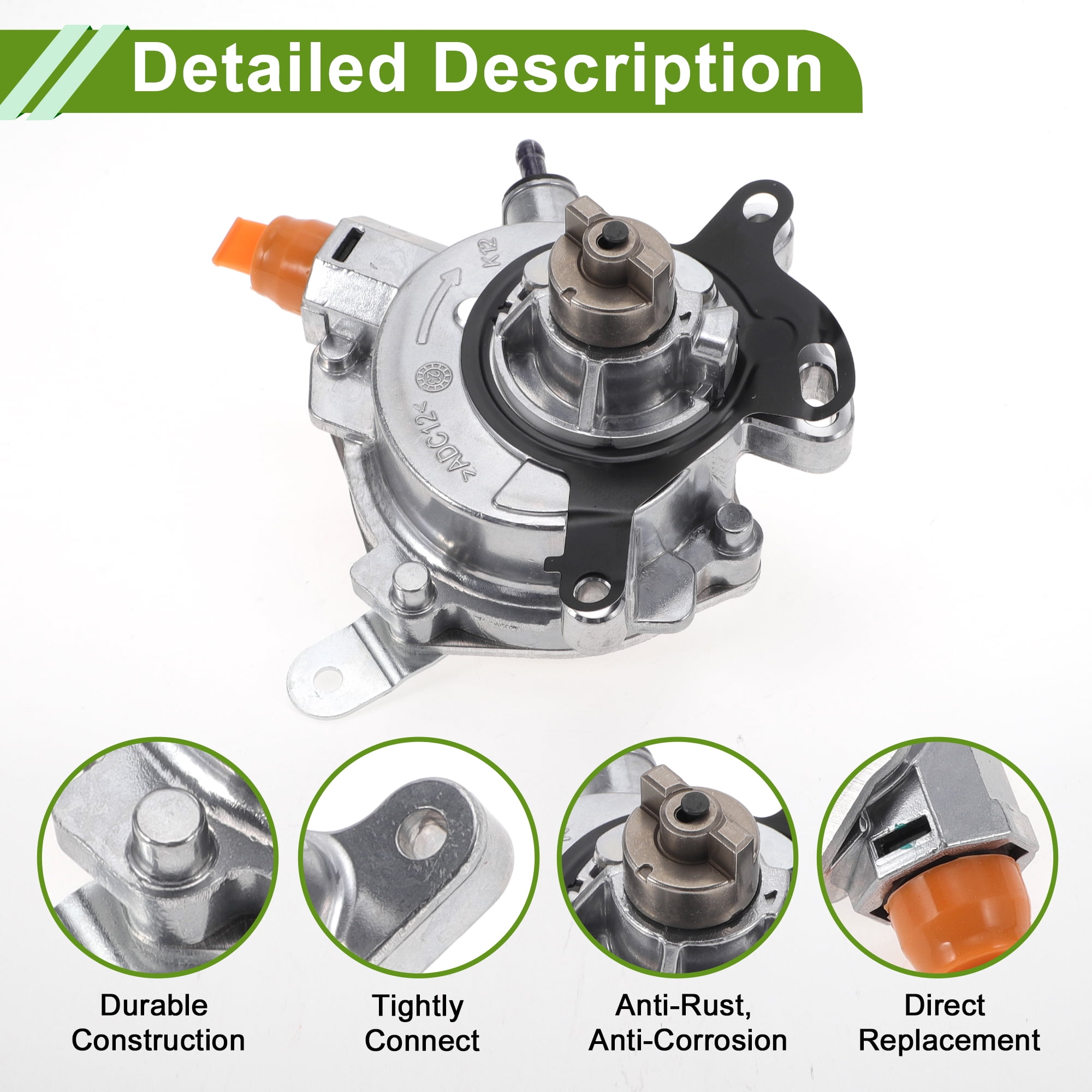 Unique Bargains Brake Vacuum Pump No.DS7G2A451CB Engine Vacuum Pump for Ford Escape 1.5L 2017-2019 Aluminum Alloy Silver Tone 1 Pcs