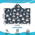 thumbnail image 2 of Dark Blue Princess Unicorn Pattern Hooded Bath Towel，50"x30" for Ages 3 To 12 Kids, Quick Dry Lightweight Soft Microfiber Hood Beach Towel Cover Up for Kids, 2 of 7