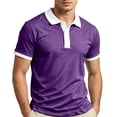 thumbnail image 3 of OIOLOYJM Mens Golf Shirts Summer Short Sleeve Mesh Contrast Collar Casual Quick Dry Lightweight Polo Shirts Trendy Work Gym Collared Clothes Dark Purple L, 3 of 6