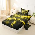 thumbnail image 2 of Homewish Yellow Glowing Lightning Twin Sheets,Modern Geometric Bedding,3pcs,1 Fitted Sheet and 1 Pillowcase, 2 of 6
