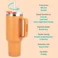 thumbnail image 2 of Drinco 40oz 30oz Tumbler with Handle Vacuum Insulated Stainless Steel-30oz Cantaloupe, 2 of 5