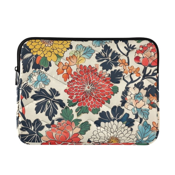 FORMRS 13-13.3 inch Laptop Sleeve Case Soft Carrying Quilted Computer Bag Cover, Red Flowers Pattern