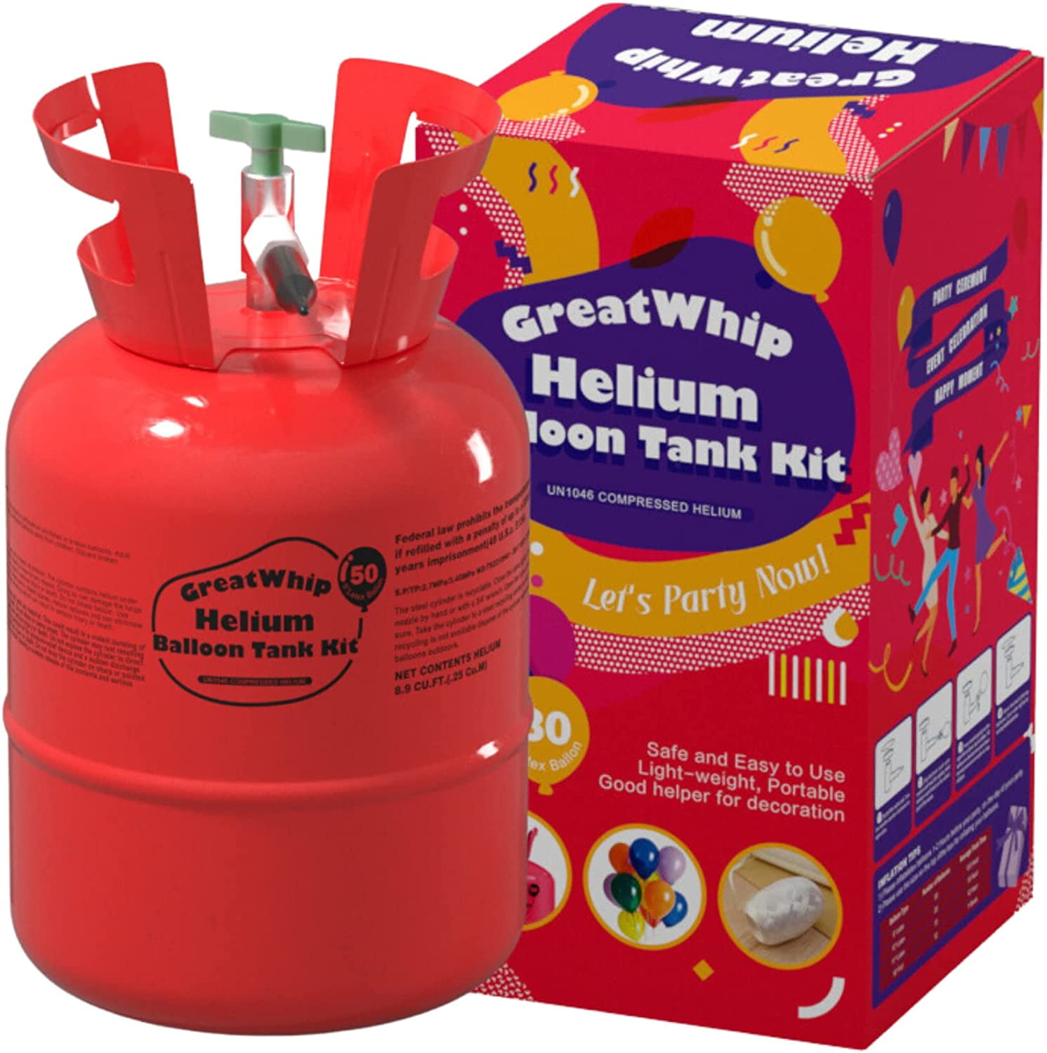 GreatWhip 7L Helium Tank for Balloons At Home Helium Balloon Pump Kit