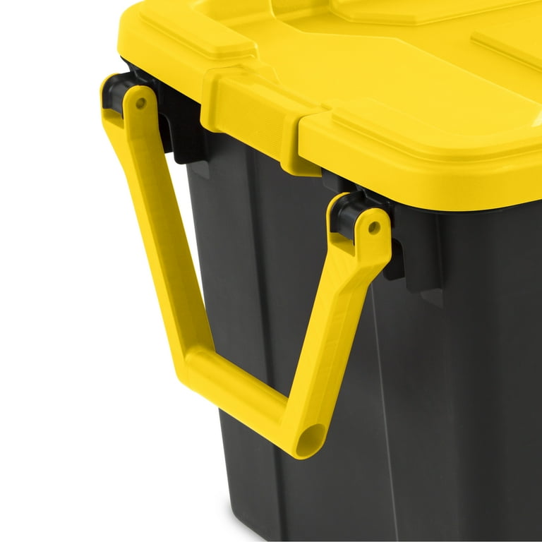 plastic tote with wheels and handle from