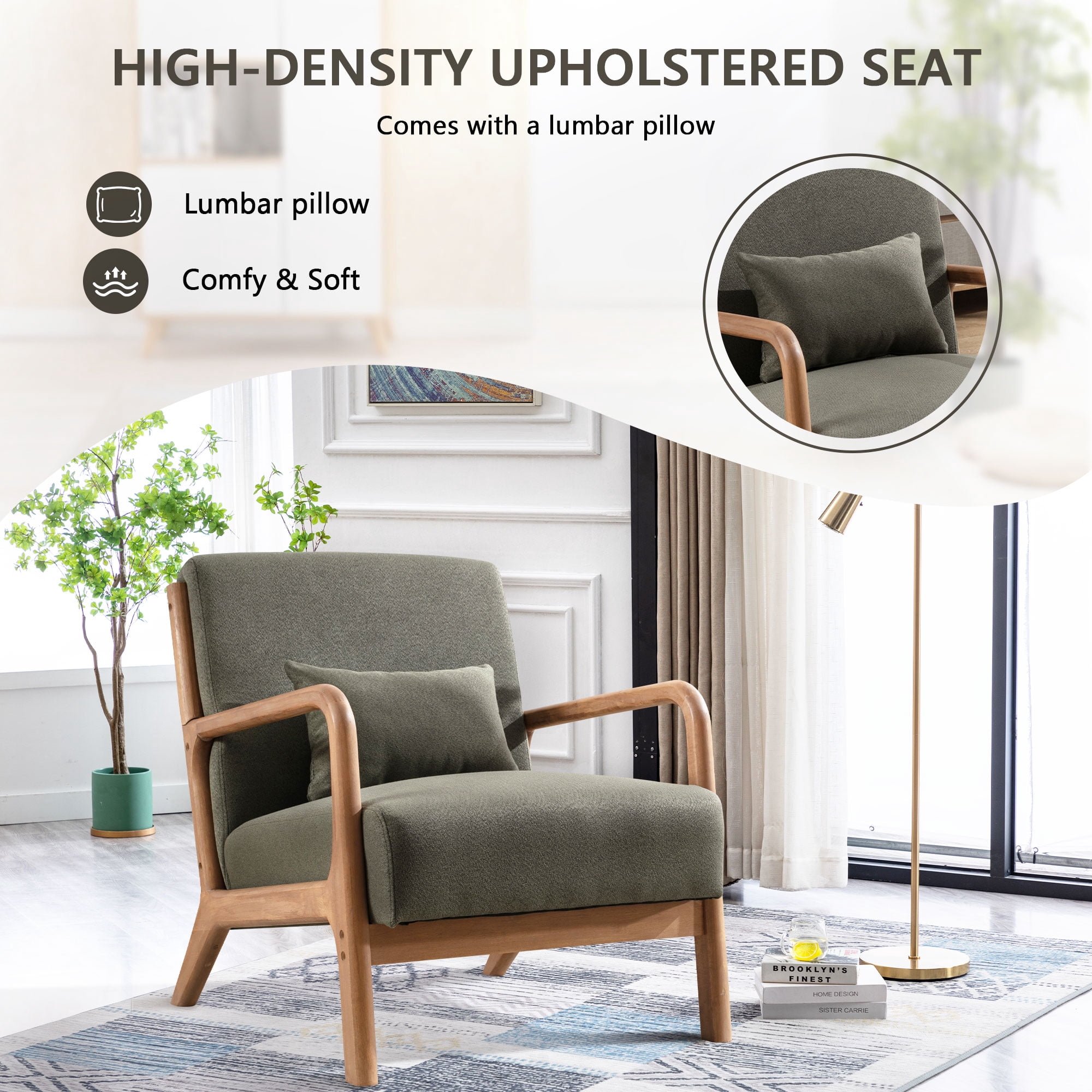 Bonzy Home Mid Century Modern Accent Chair, Green