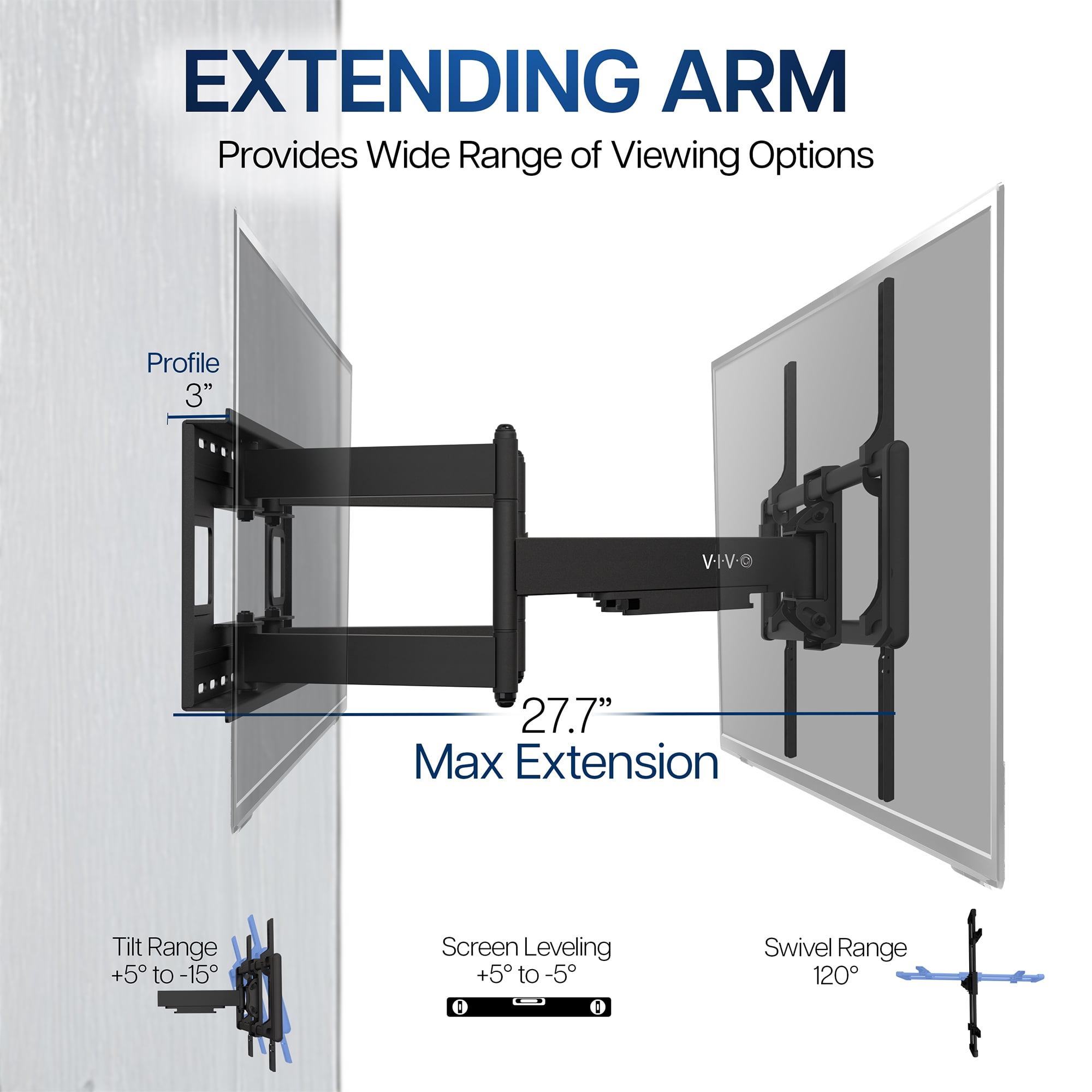 VIVO Heavy Duty Full Motion 60" to 120" Large Screen TV Wall Mount