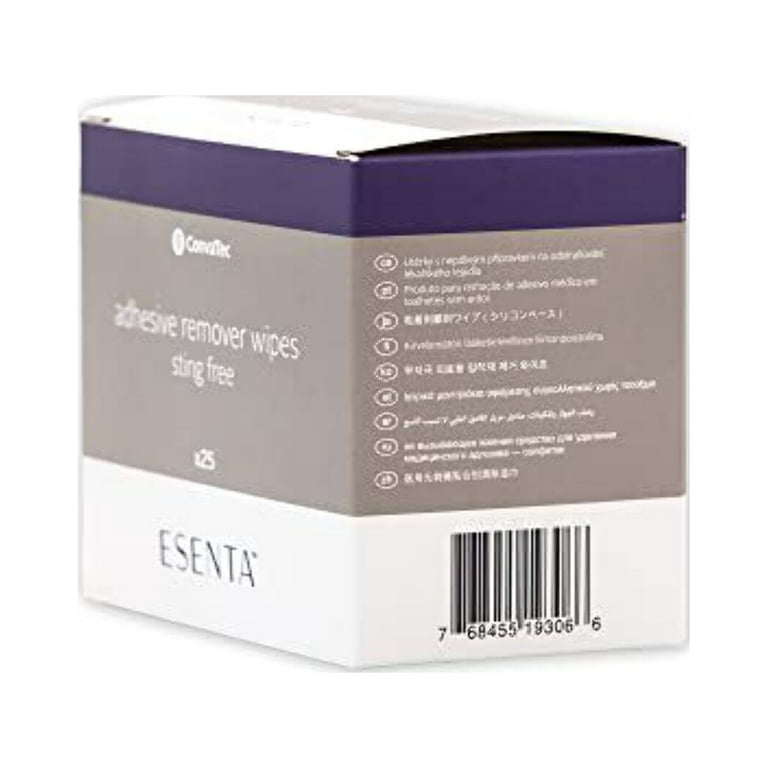 ESENTA Adhesive Remover Wipes for Around Stomas and Wounds, Sting Free,  Alcohol Free, 25ct Box (Pack of 1) 