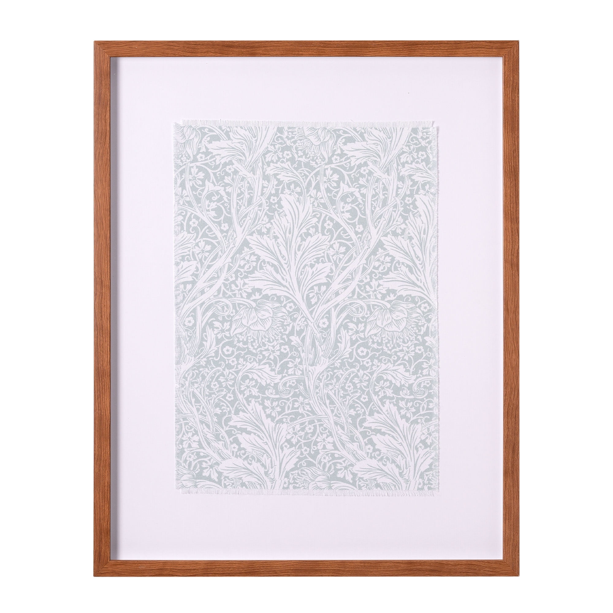 Home Decor Collection Green Printed Framed Floral Pattern on Linen Wall Art