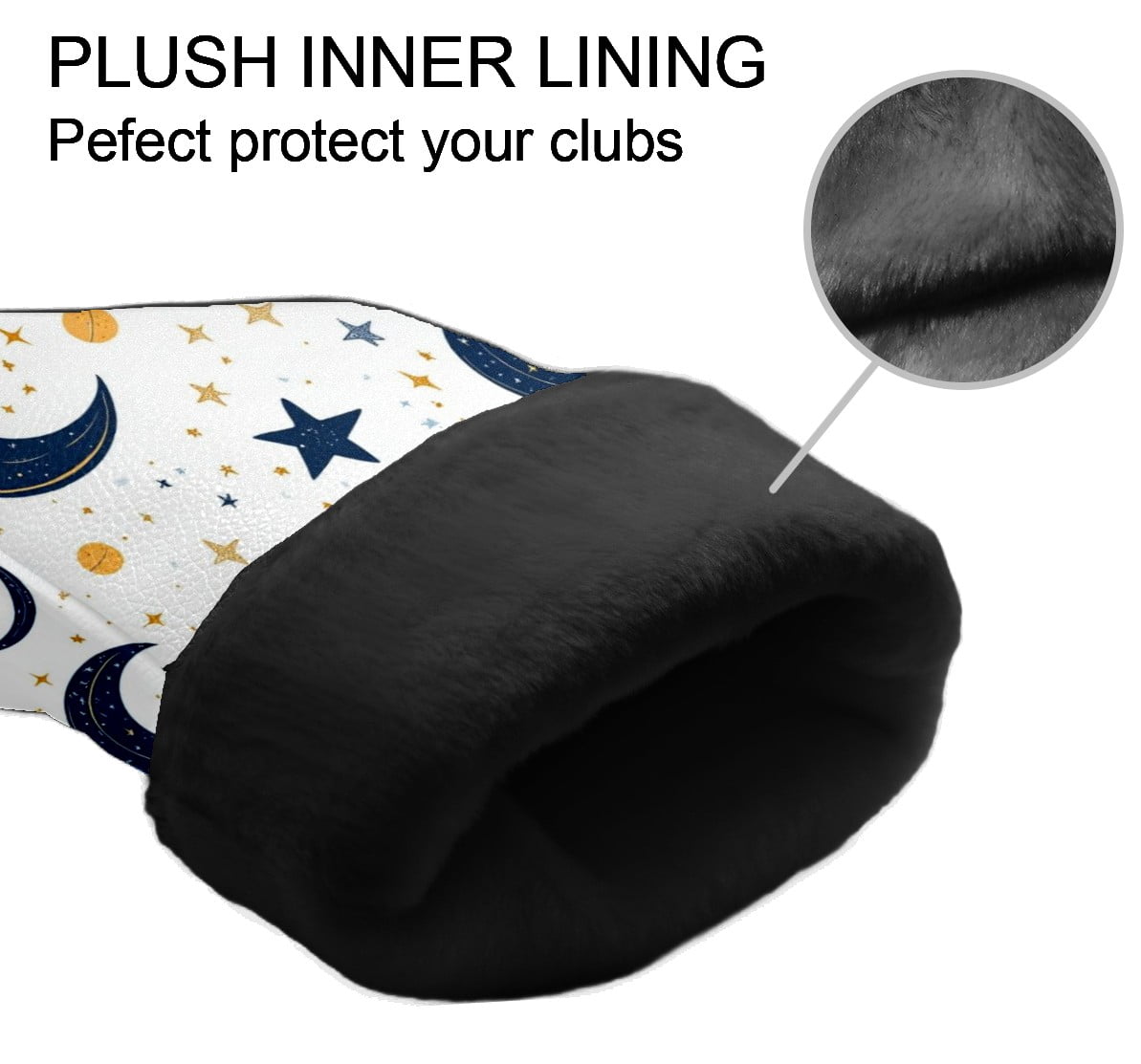 Golf Club Head Covers - Moon Pattern, PU Leather, Waterproof, Fits Fairway Woods/Hybrid, Unisex, Fits Most Brands