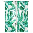 thumbnail image 7 of Sheer Curtains 72 inches Long, Tropical Plant Banana Leaf Texture Water Color Light Filtering Sheer Window Curtains Rod Pocket Voile Drapes for Bedroom Living Room, 52"W x 72"L 2 Panels, 7 of 7