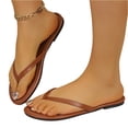 thumbnail image 3 of Women Flat Sandals, Flip Flops, Summer Sandals, Beach Sandals, Wide Width Shoes for Women, Flip Flops for Women | Vacation Beach Essentials | Casual Women Footwear Sandals With Wide Widths, Brown 6, 3 of 8