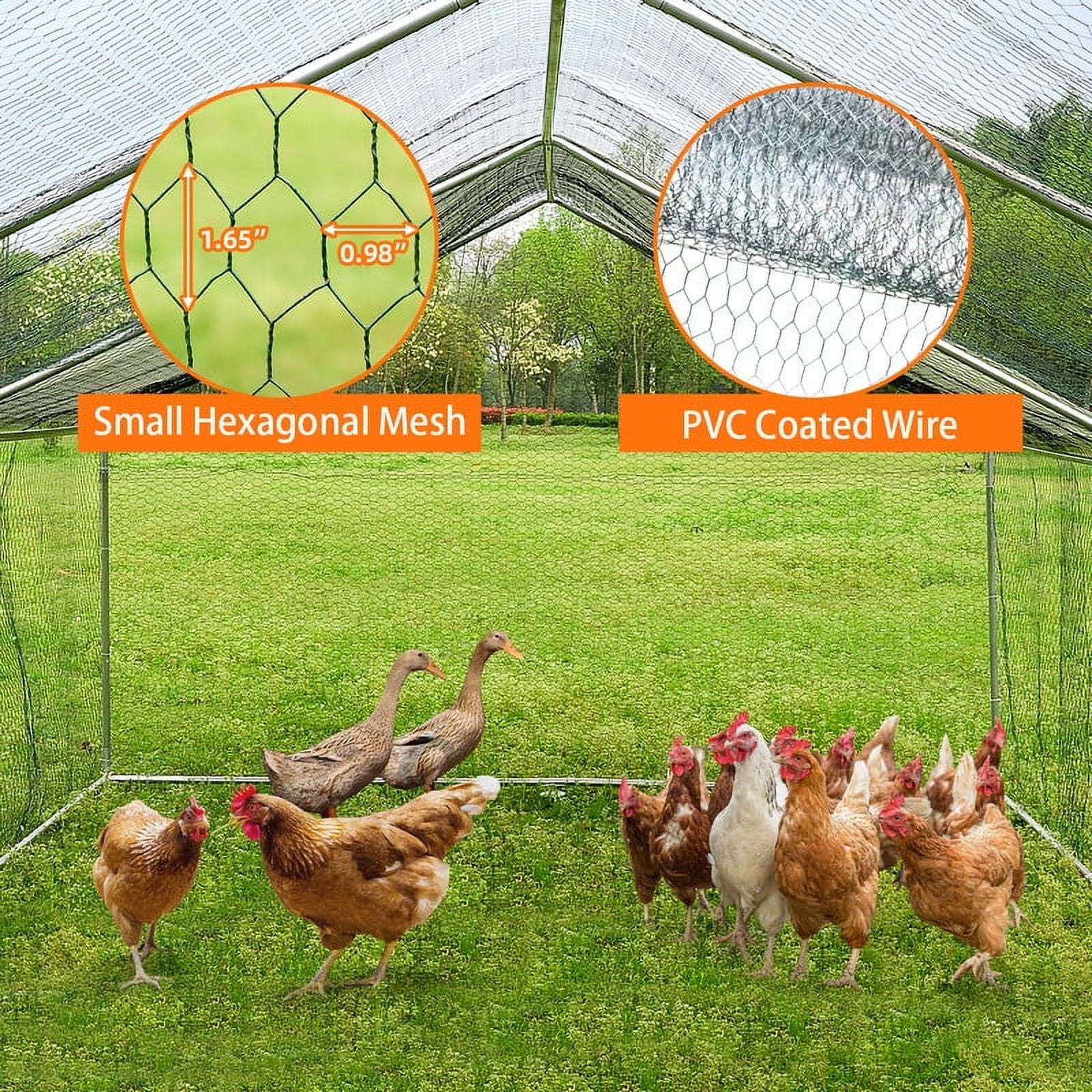 Walnest 10x20x6.6 FT Large Metal Chicken Coop, Walk-in Poultry Cage Chicken Runs House, Chicken Coop Run for Chickens, Chicken Runs for Yard with Waterproof & Anti-UV Cover, Chicken Cage for Farm