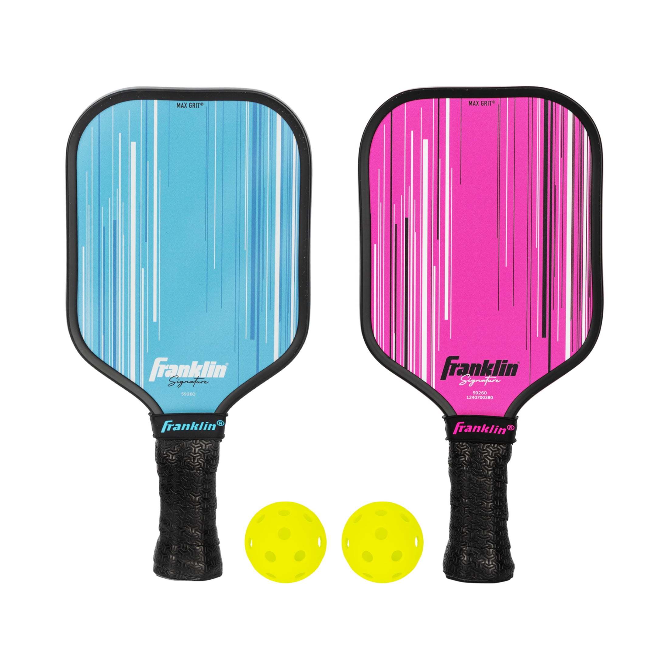 Franklin Sports Mini Pickleball Game Set - Tabletop Pickleball Paddle + Ball Indoor Game for Adults + Kids - Includes (2) 9" Inch Paddles + (2) 1.65" Inch Mini Pickleballs - Blue + Pink