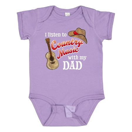 

Inktastic I Listen to Country Music with my Dad Guitar and Hat Boys or Girls Baby Bodysuit
