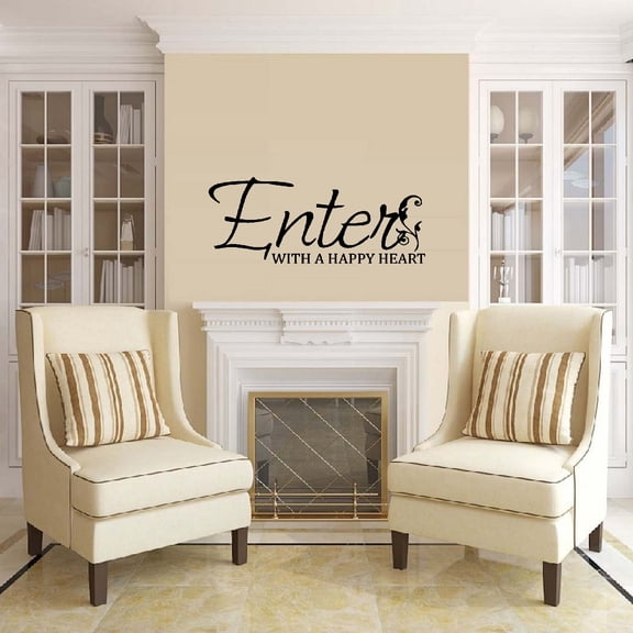 ENTER WITH A HAPPY HEART ~ WALL DECAL, HOME DECOR 12" X 27"