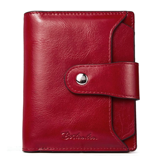 Cartera BOSTANTEN de piel para mujer con bloqueo RFID, color rojo