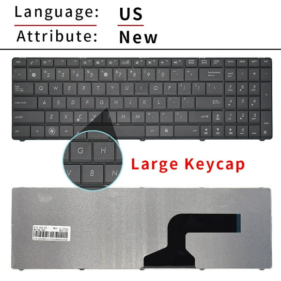New US Russian Laptop Keyboard For ASUS N53S K52D X53S X54H X55V A52jc K53S K55D N61V A53S K53S N53J A52J K55DR B53S K54HR G51V US Large Keycap