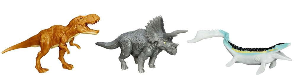Hasbro Mini Dinos Mosasaurus, Triceratops & Tyrannosaurus Rex Figure, 3 Pack