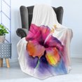 thumbnail image 4 of Flower Soft Flannel Fleece Throw Blanket, Hibiscus Flower in Pastel Abstract Colorful Romantic Petal Pattern Artwork Print, Cozy Plush for Indoor and Outdoor Use, 50" x 60", Multicolor, by Ambesonne, 4 of 5