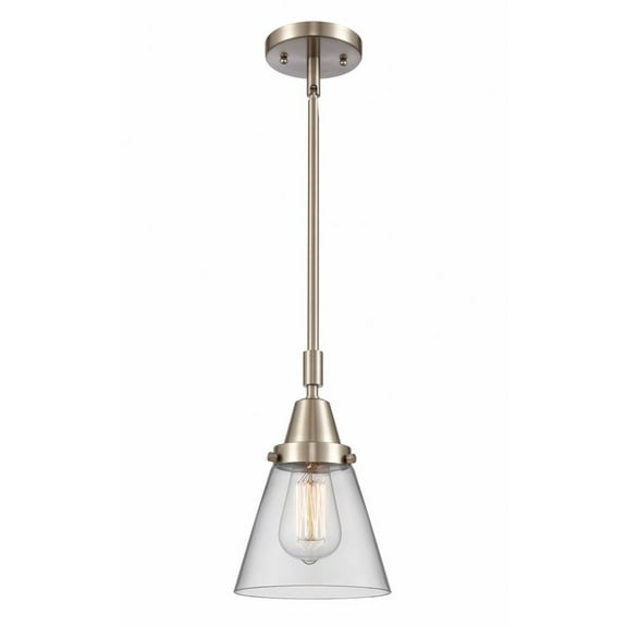 447-1S-SN-G62-Innovations Lighting-Cone - 1 Light Stem Hung Mini Pendant In Industrial Style-9.13 Inches Tall and 6 Inches Wide-Brushed Satin Nickel
