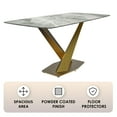 thumbnail image 4 of LeisureMod Voren Mid-Century Modern Dining Table with a 55" Sintered Stone Rectangular Tabletop in Gold Stainless Steel Base for Kitchen and Dining Room, Light Grey, 4 of 10
