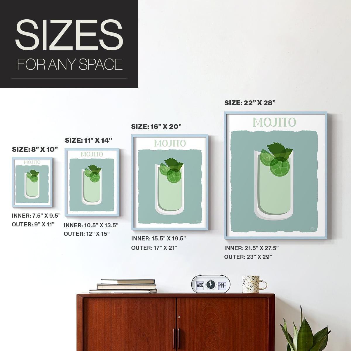 Mojito in Blue Solid Wood 8 x 10 Framed Print
