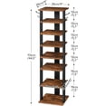 thumbnail image 6 of 8 Tiers Vertical Shoe Rack, Wooden Shoe Storage Organizer with Hooks, Narrow Shoe Tower for 8 Pairs, Space Saving, for Entryway, Living Room, Bedroom, Rustic Brown BF07XJ01G1, 6 of 18