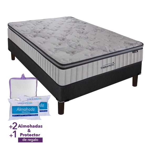 Colchón King Size más  2 Box Therapedic Boreal  más 2 Almohadas más  Cubre Colchón