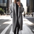 thumbnail image 2 of WTOBBY Women's Fashion Solid Color Lapel Wool Blend Coat, Long Sleeve Winter Outerwear with Classic Design, Warm and Elegant Jacket for Cold Weather,Gray L, 2 of 4