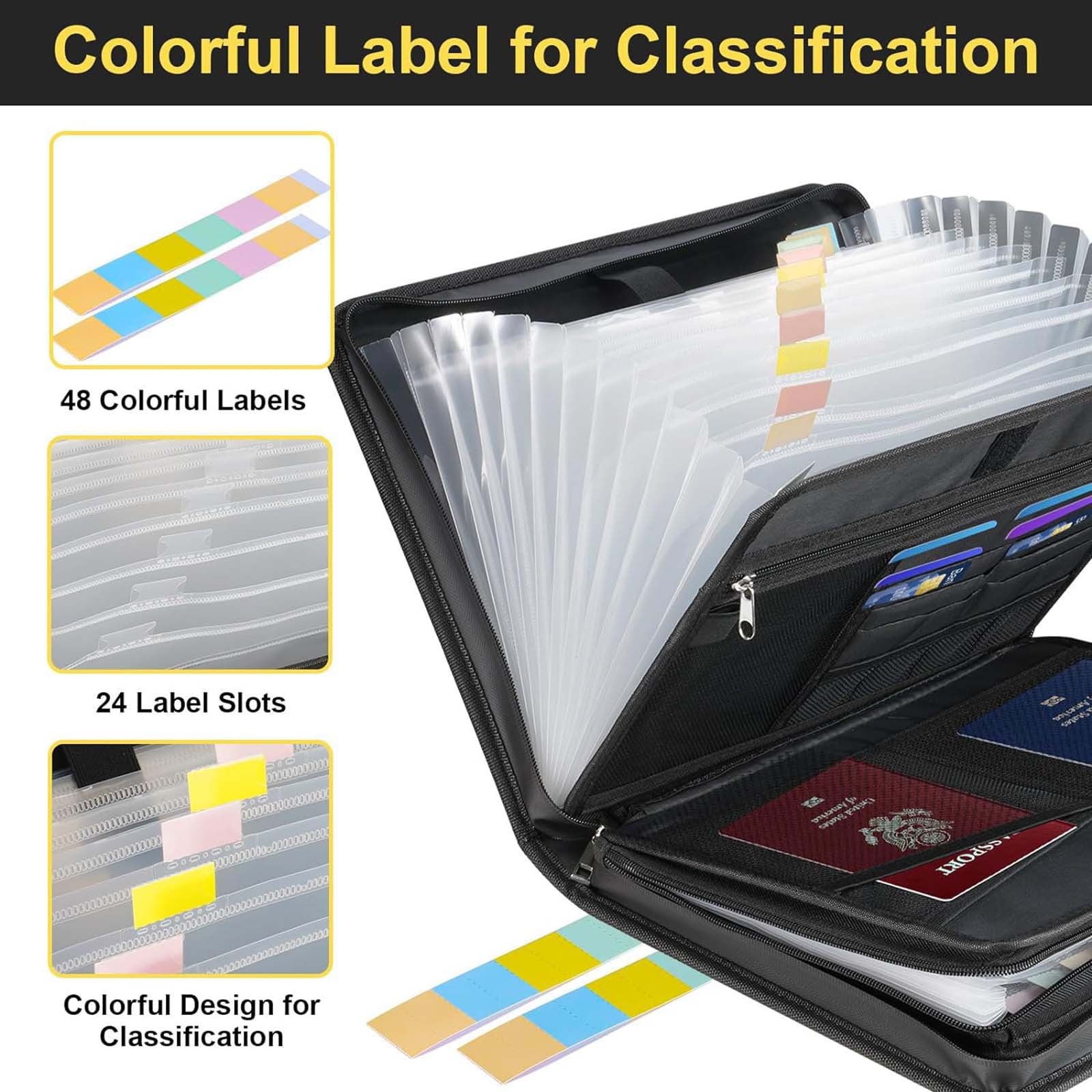 HengDidi Accordion File Folder Expandable Multisection Document Organizer with Handle A4 Test Paper Storage Portable Office Work Organization Pouch