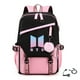thumbnail image 1 of Kpop BTS Mochila Con Cable De Audio USB Puerto De Carga HAPPY ME Rosa, 1 of 7