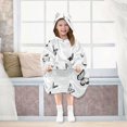 thumbnail image 7 of Wearable Blanket with Sleeves and Pocket Oversized Hooded Sweatshirt 3-14 YR Black and White Butterflies Pattern S, 7 of 7