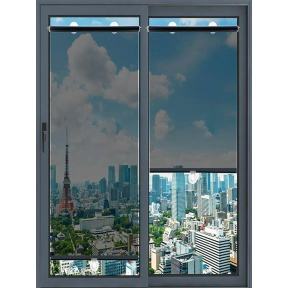 Yoloke Cordless Roller Shades Blackout Blinds for Windows and Doors, Pull Down Room Darkening Window Shades, Easy to Install for Home and Office