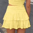thumbnail image 5 of Wxolcjlv Womens Lace Ruffled Mini Skirt High Waist Tiered Layered Skirts, 5 of 6