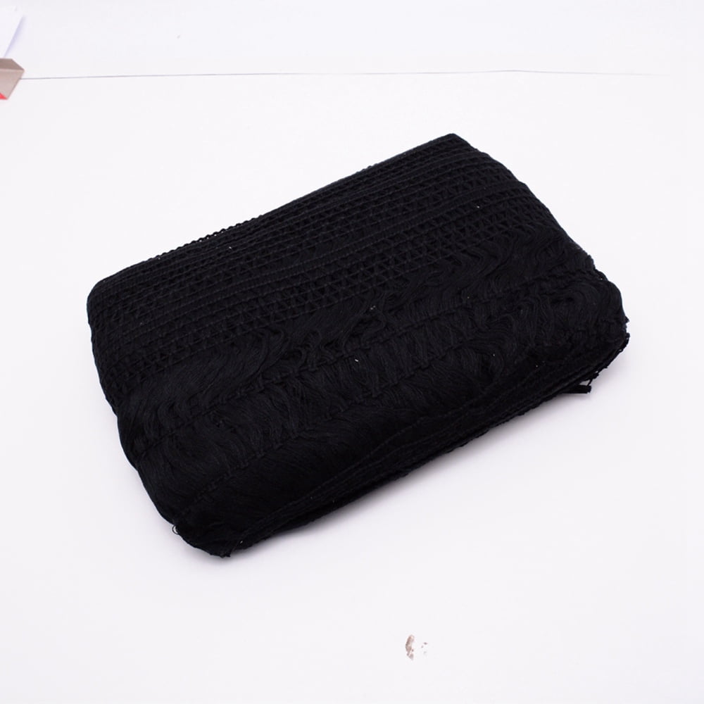 Cotton Lace Ribbon Edge Trimmings Tassel Ribbon for Sewing Cloth Craft Black 4 inch(100mm) about 45yards/roll(41.15m/roll)