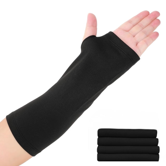 4 Pcs Arm Cast Cover Elastic Short Fingerless Cast Cover Arm Removable Casts Covers Protector Arms Sleeve for Arms Wrist Bath Shower and the Sports Casts Protector(Black)