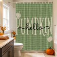 thumbnail image 6 of Green Fall Pumpkins Shower Curtains for Bathroom, Thanksgiving Autumn Modern Plaid Waterproof Fabric Shower Curtain, Decorative Bathroom Curtain for Bathtub, 72"x84", No Hooks Included, 6 of 9