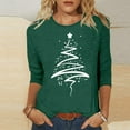 thumbnail image 2 of Graphic Shirt For Women Christmas 3/4 Sleeve Shirts Fashion Tree Print Loose Casual Xmas Fistival Tops, 2 of 4