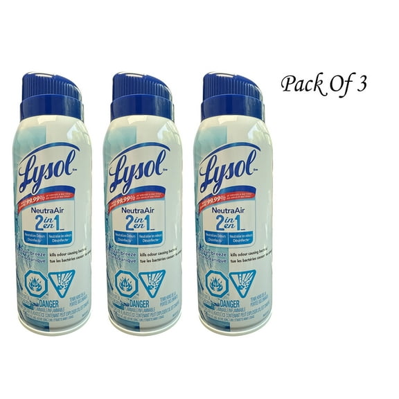 Lysol NeutraAir Disinfectant Spray, 2 In 1: Eliminates Odors and Disinfects, Ocean Breeze 10 Fl Oz (Pack Of 3)