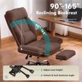 thumbnail image 5 of Genpo Cross Legged Office Chair, Criss Cross Desk Chair with Wheels, Brown Teddy Fleece Big and Tall Reclining Office Chair 500lbs with Foot Rest, Reversible Armrests & Wide Seat, 5 of 6
