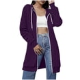 thumbnail image 2 of Loopsun Womens Outerwear Coats, Hooded Sweatshirts Jackets for Women, Women's Casual Loose Solid Raglan Sleeve Hooded Sweatshirt Mid Length Jacket with Double Pockets Purple, S, 2 of 4