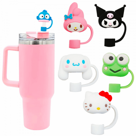 ZHZIYAG 5Pcs Sanrio Straw Cover for Stanley Cup, 10mm Cartoon Silicone Straw Topper for Stanley Cup 30/437oz Tumblers, Funny Reusable Lid Accessories WW728#416