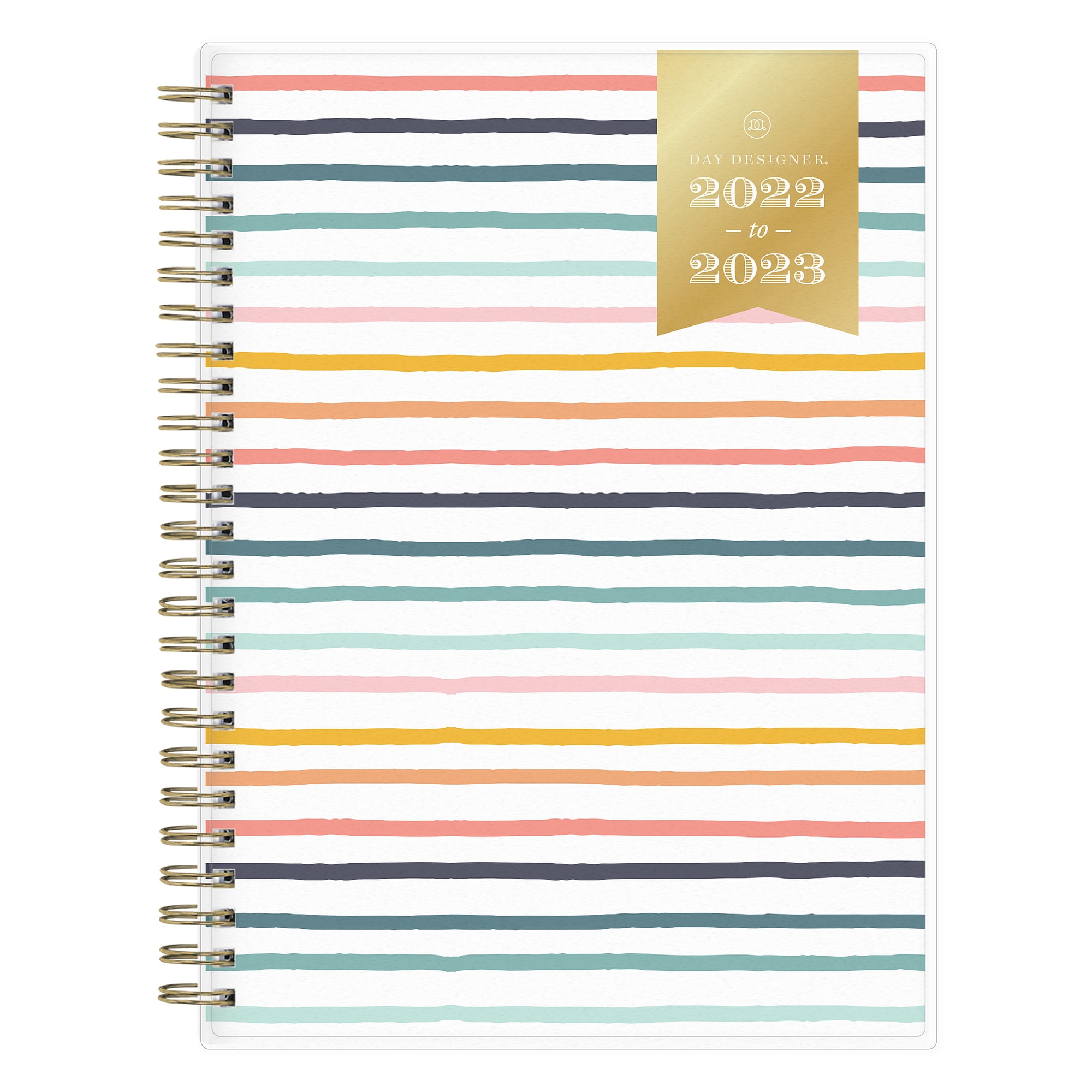 Blue Sky 2022-2023 Weekly Monthly Planner Notes, 5.875' x 8.625', by Day Designer, Rainbow Stripe