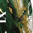 thumbnail image 4 of Designart "Serene Cascade in Green and Gold II" Abstract Oversized Wall Clock, 4 of 5
