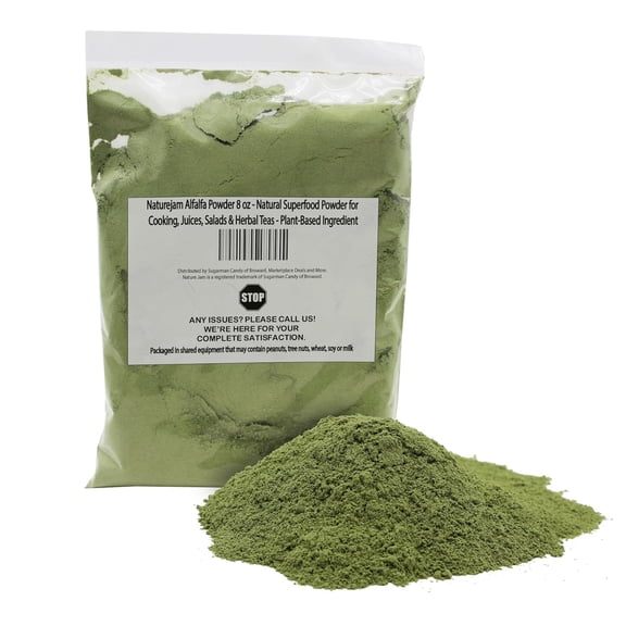 Naturejam Alfalfa Powder 8 oz - Natural Superfood Powder for Cooking, Juices, Salads & Herbal Teas - Plant-Based Ingredient
