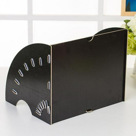 OUNONA Black Timber A4 Wooden File Storage Desk Letter Tray Multilayer Expanding Filing Rack for File Organization 35x27cm