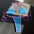 thumbnail image 4 of Siilsaa Women's Triangle Thong Bikini Set Sexy String Brazillian Two Piece Swimsuit Cute Bathing Suit Blue,L, 4 of 5
