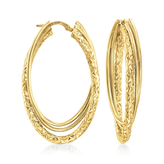 Ross-Simons Italian 14kt Yellow Gold Triple Hoop Earrings, Women's, Adult